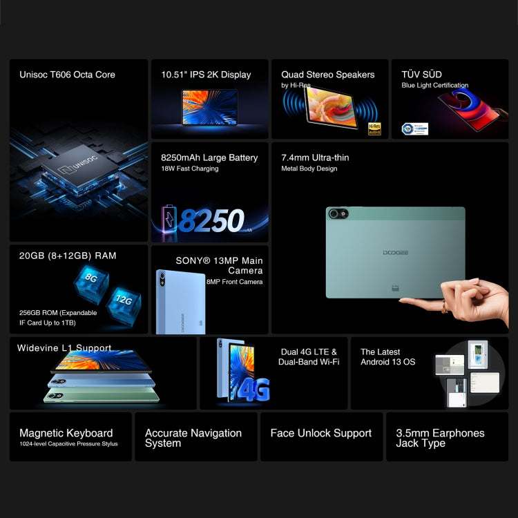 DOOGEE T10 Plus Tablet PC LTE 10.51 inch 8GB+256GB (Global Version