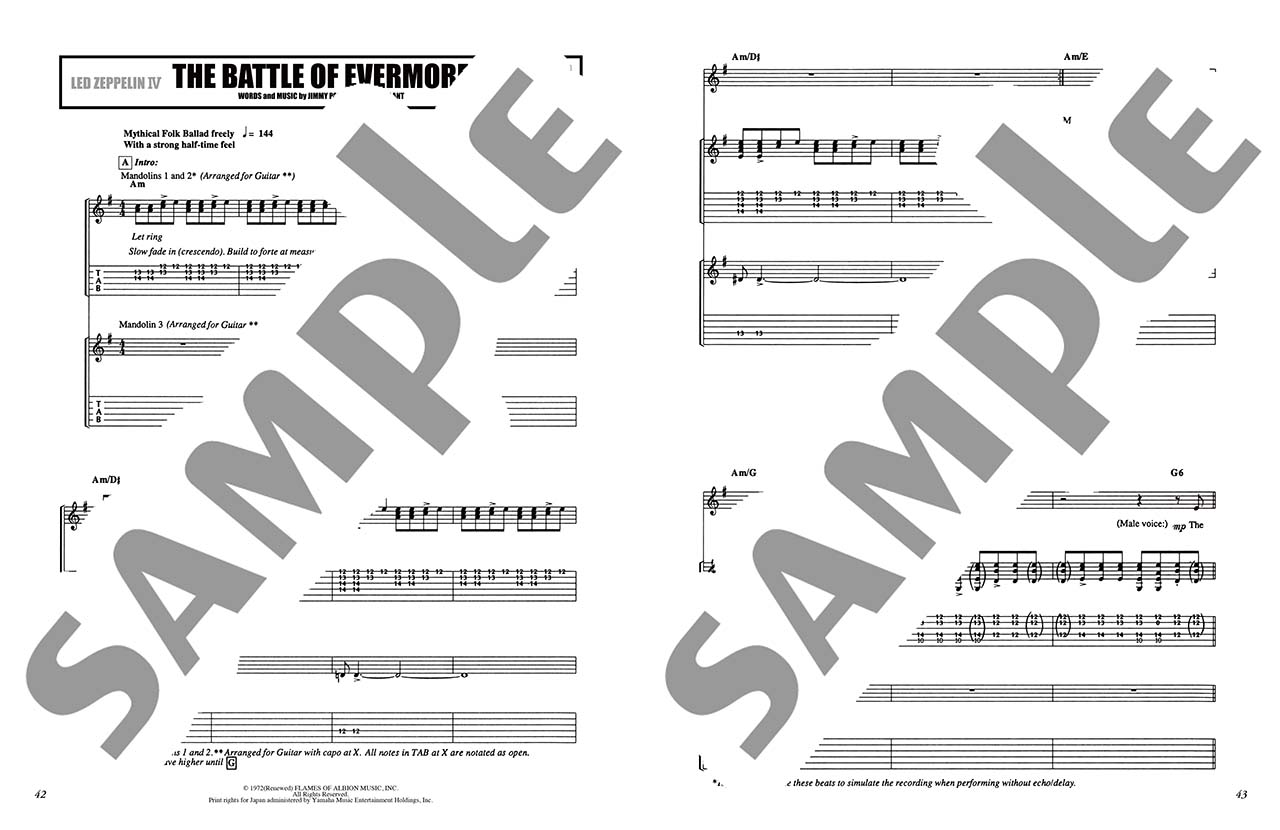 ヤマハ】ギタースコア LED ZEPPELIN IV - 楽譜 ギター/ベース/ドラム