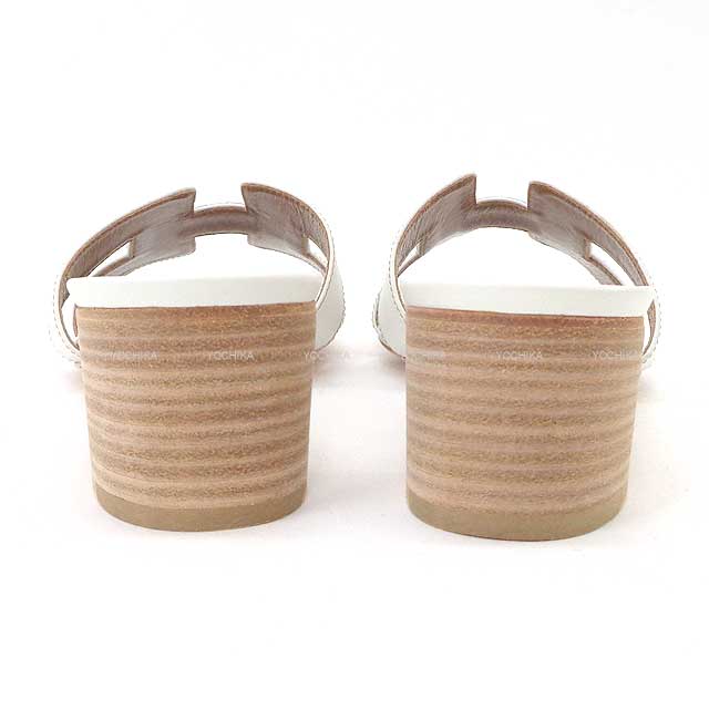 HERMES エルメス サンダル Hモチーフ ヒール付き オアジス #36 白