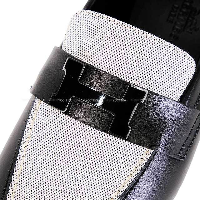 HERMES エルメス ローファー モカシン パリ 黒 (ブラック)/プル