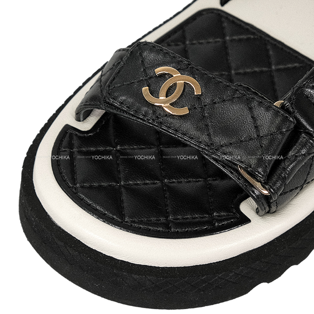 CHANEL シャネル サンダル スポーツ ロゴ ココマーク マトラッセ 黒