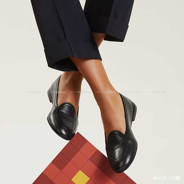 HERMES エルメス ローファー モカシン シューズ ジュリア #39 黒