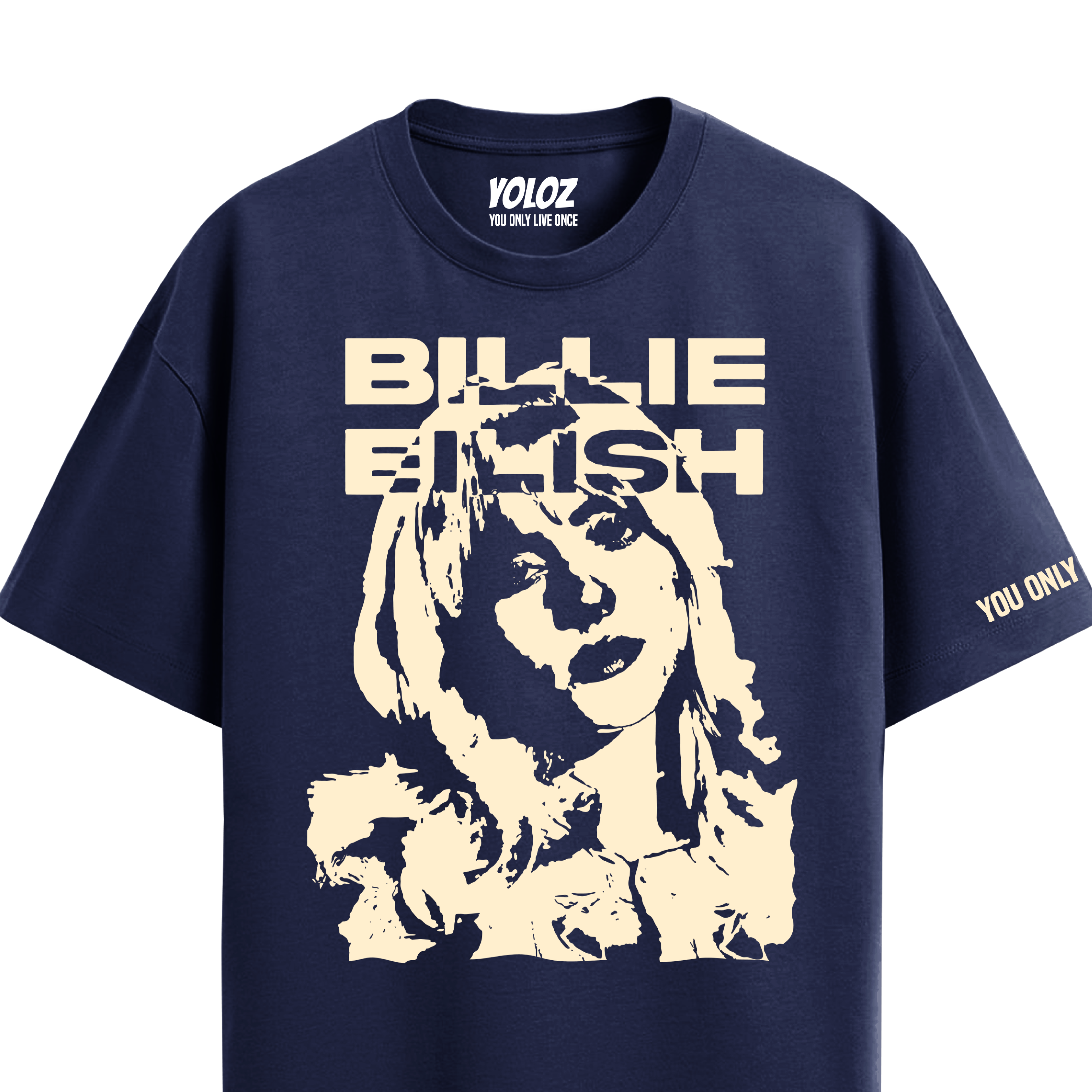 BILLIE EILISH NAVY BLUE OVERSIZED T-SHIRT – YOLOZ