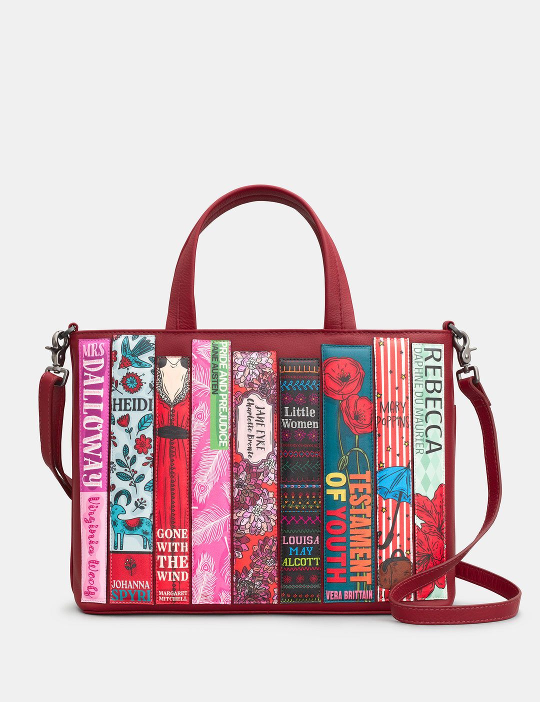 Bookworm Cherry Red Leather Grab Bag | Handbag By Yoshi