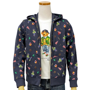 POLO ラルフローレン ボーイズポロベア総柄フルジップパーカー送料無料