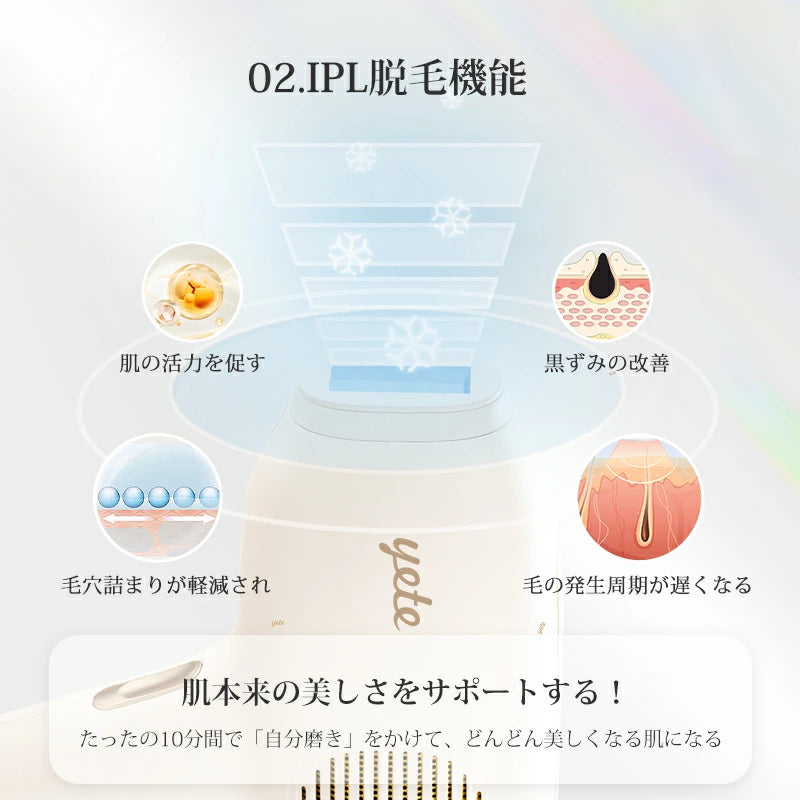 YETE 脱毛器 IPL光脱毛 家庭用脱毛器 冷感無痛ケア VIO対応 無限照射