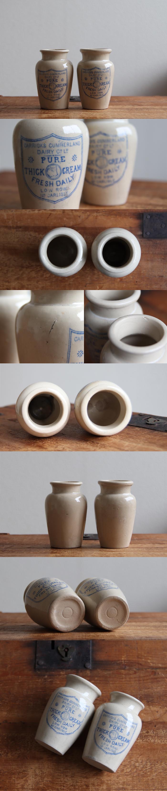 イギリス アンティーク 陶器クリームボトルペア/2個セット/インテリア