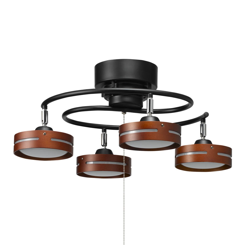 LEDひも式S字4灯シーリングライト ブラック｜YAZAWA CORPORATION