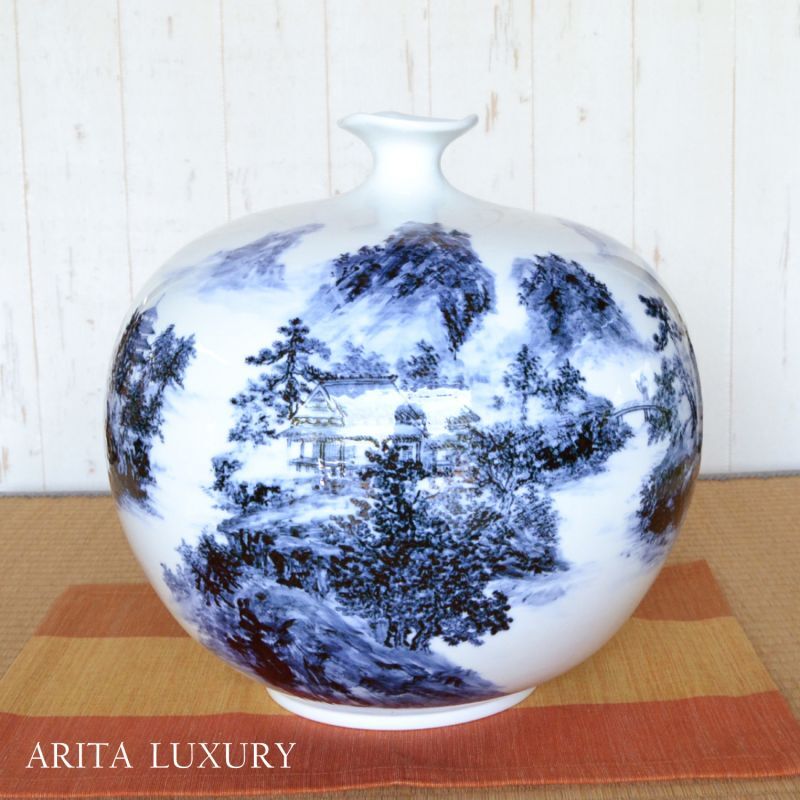 有田焼やきもの市場 | 有田焼 大作「染付山水 大花瓶」 真右エ門窯