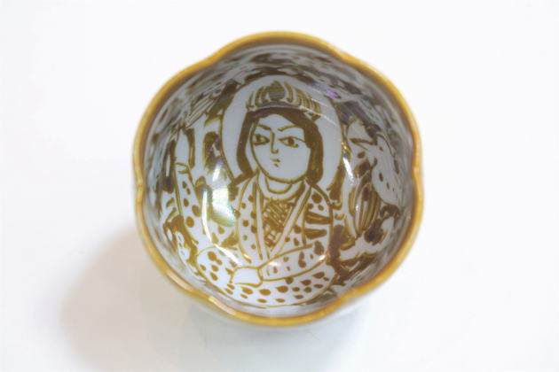 柳瀬美術店 / 加藤卓男「ラスター彩胡姫文酒杯-8」共箱[KATO Takuo