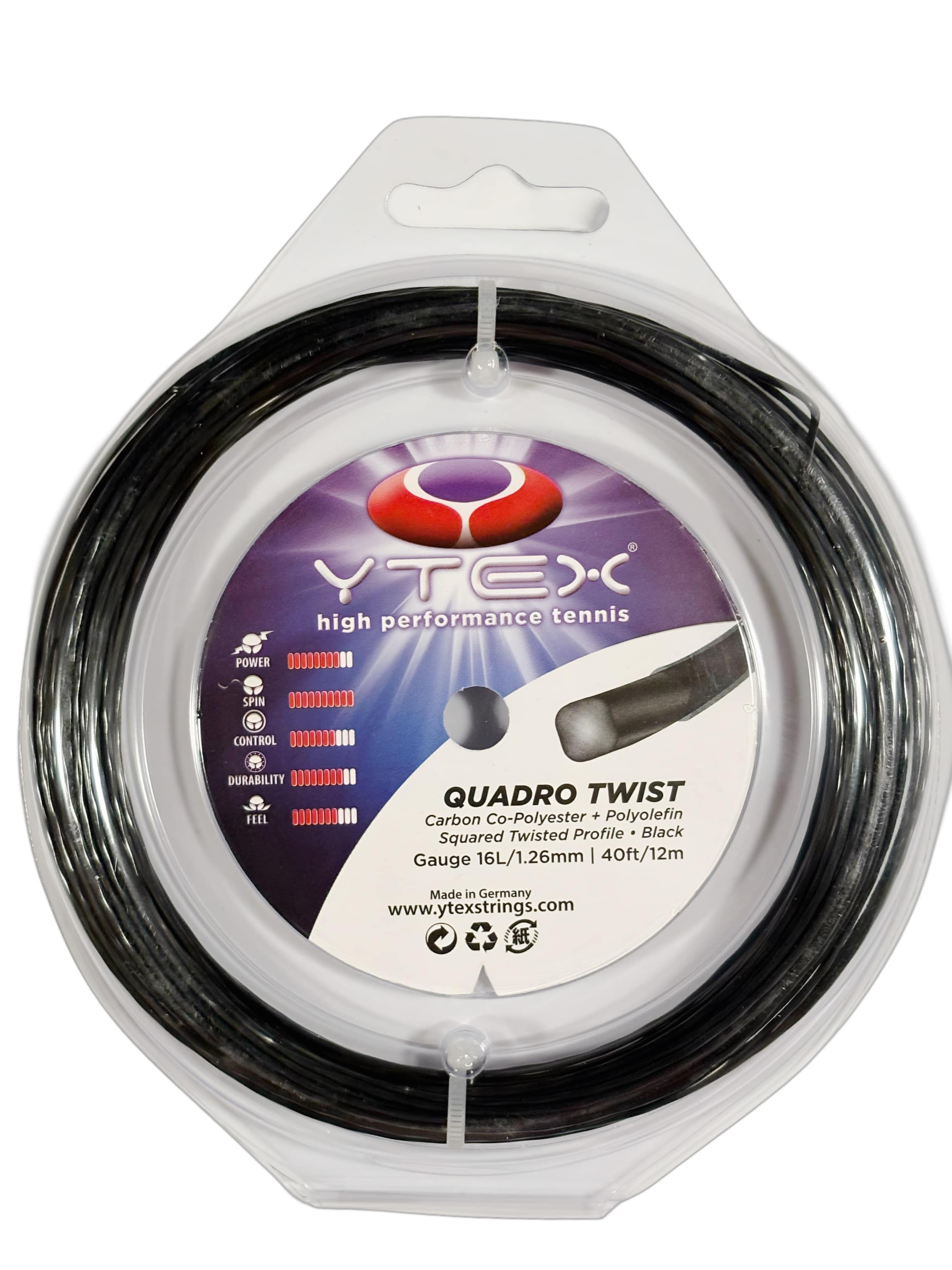 Quadro Twist Black Set - Co-Poly | YTEX Tennis Strings – ytexstrings