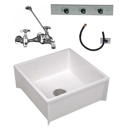 Mustee 24 in W x 24 in L x 10 in H, Mop Sink Kit 63CM | Zoro