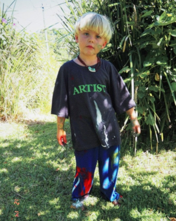 artist tee | charcoal + bright green print – ZIGGY ZAZA