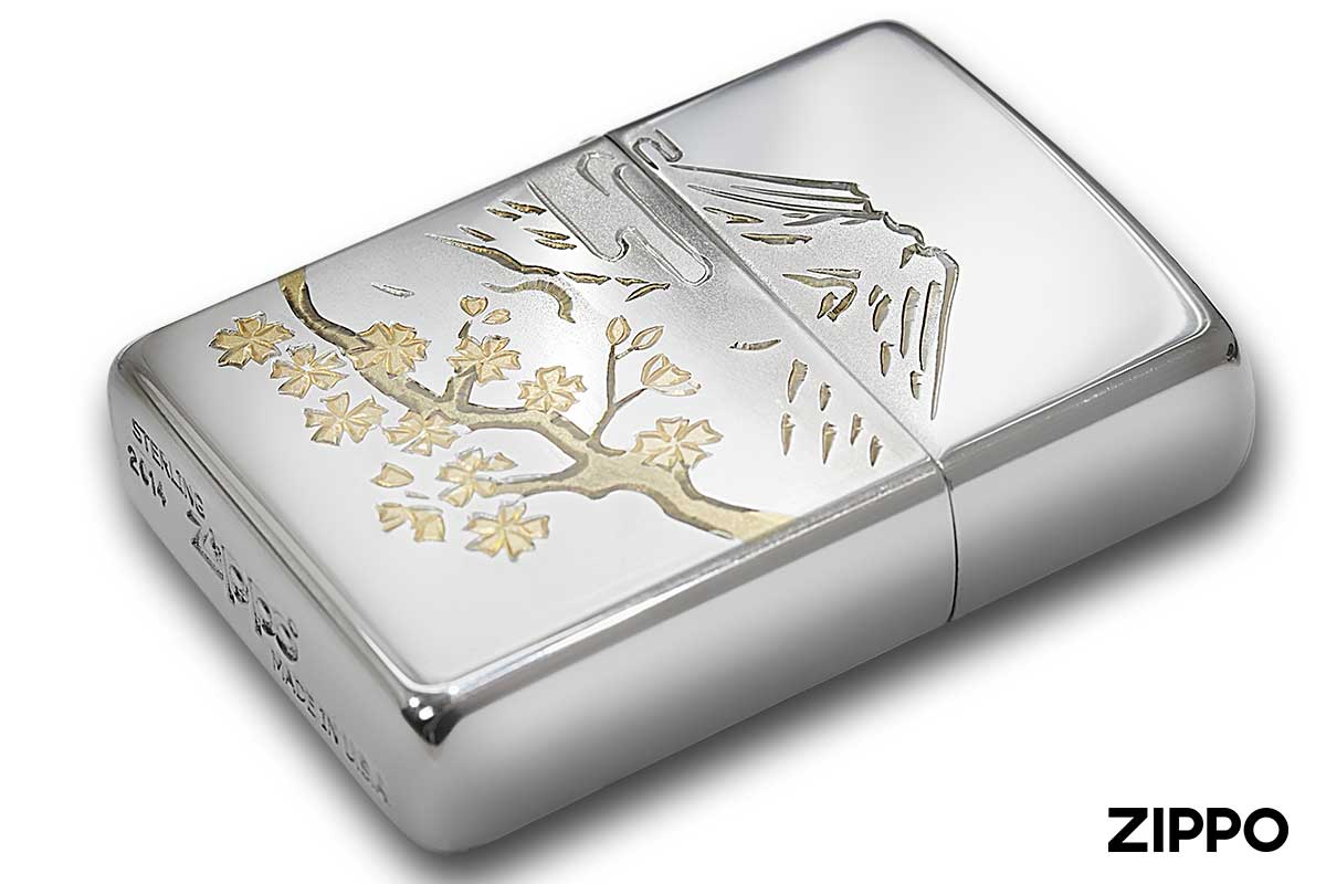 Zippo ジッポー スターリングシルバー 純銀 No.15 桜富士｜Zippo専門店