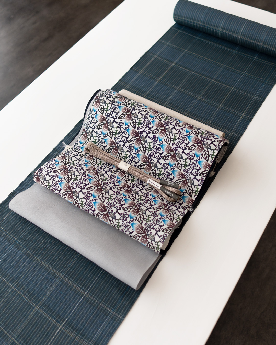 下井信彦「草木下井紬 格子」着尺 紺鼠色＜お仕立て代込＞ | 千成堂