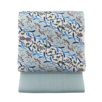 城間栄順×小千谷紬 「彩潮」 千成堂別注 本場琉球紅型 九寸名古屋帯