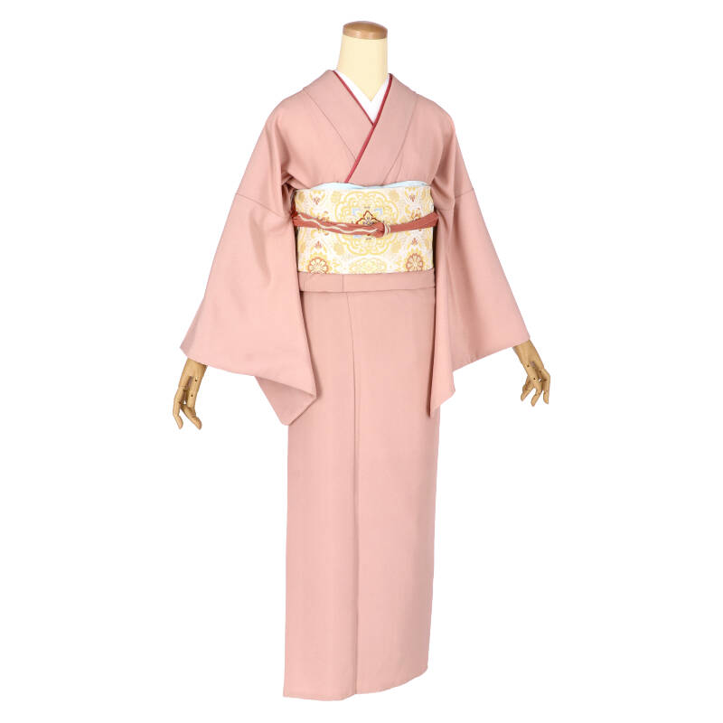 訪問着：H1205 色無地 サーモンピンク| 訪問着レンタル │ 京都着物