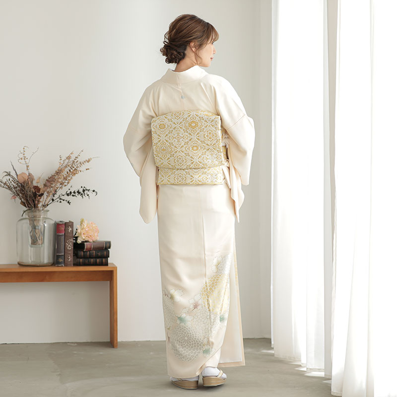 色留袖：E282 吉澤の友禅 クリーム 万寿菊| 色留袖レンタル │ 京都
