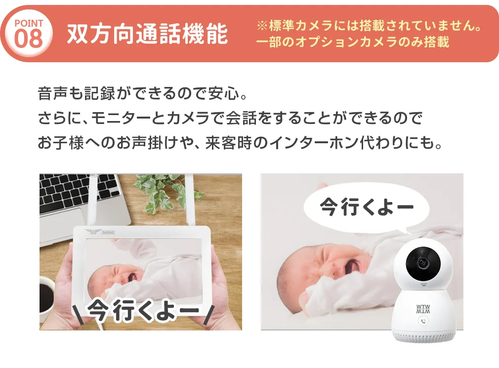 WTW塚本無線公式】WIFI ペットカメラ 玄関灯 防犯灯カメラと7インチ