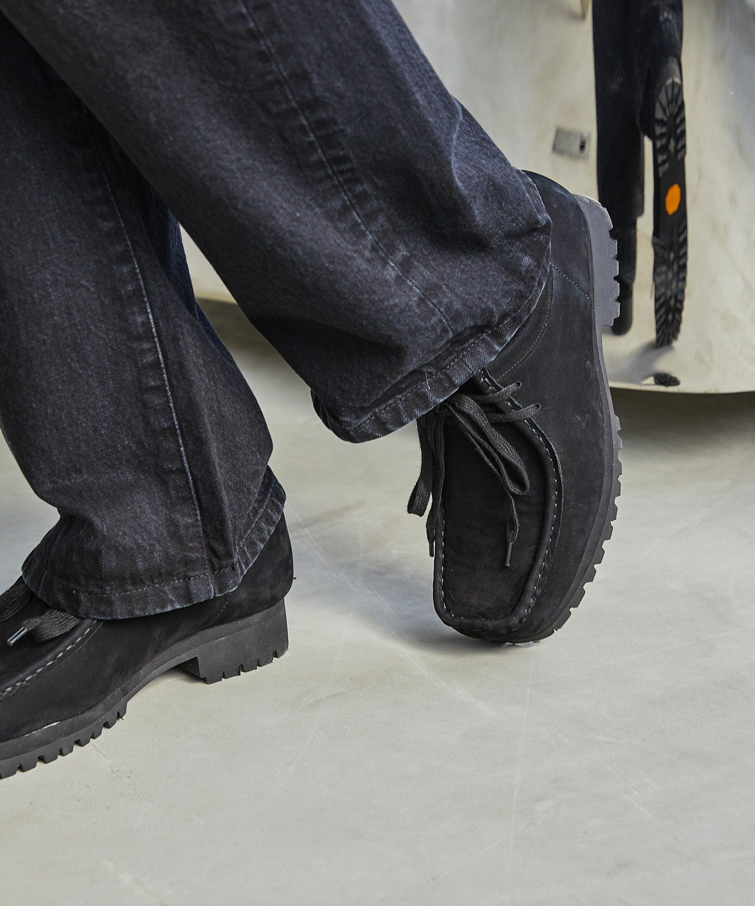 Vibram × OPENING ACT] Vibramソールヌバックリアルレザーモカシン