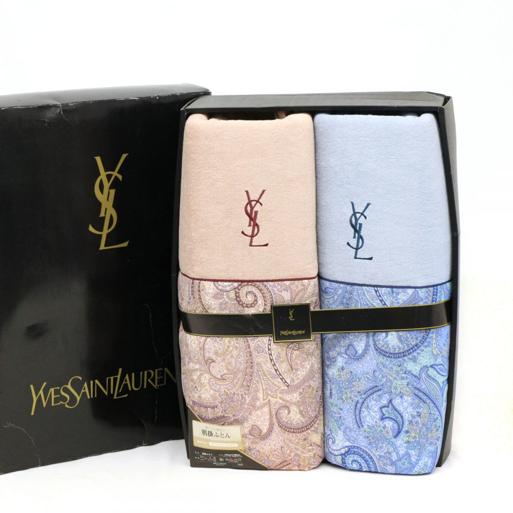 イヴサンローラン/肌掛け布団2枚組/泰道リビング/日本製/ペイズリー柄