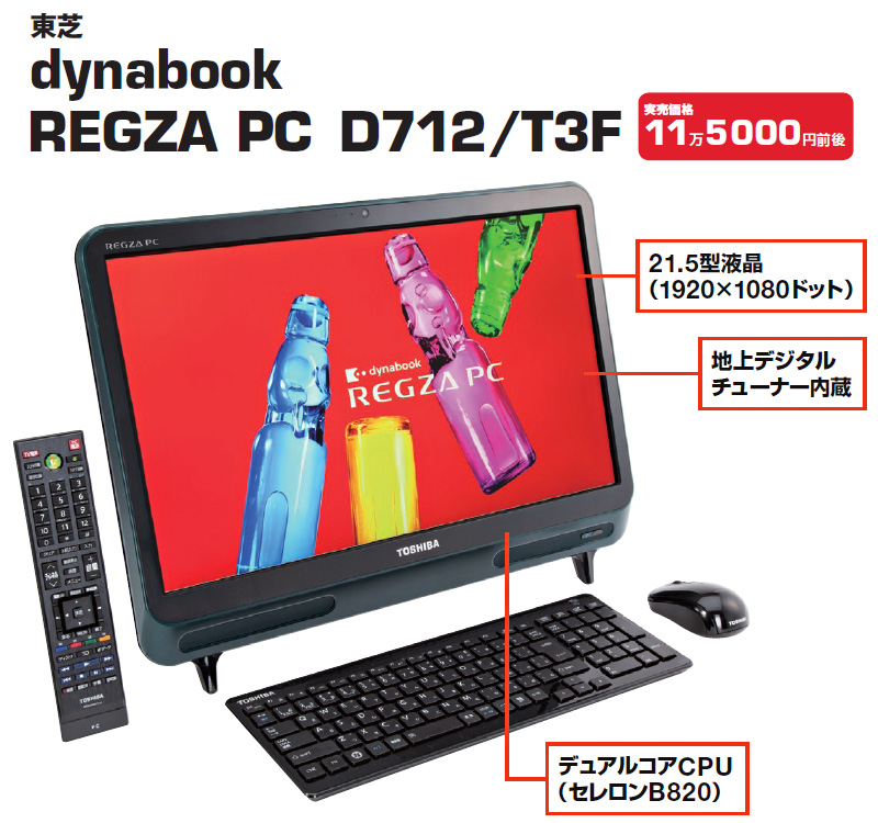 Windowsデスクトップ TOSHIBA PD712V7GBHM REGZA PC D712⁄V7GM Core i7