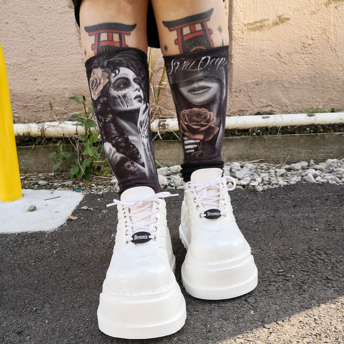 DEMONIA】ウェッジソール厚底スニーカー(ホワイト) – EpicureanGarden