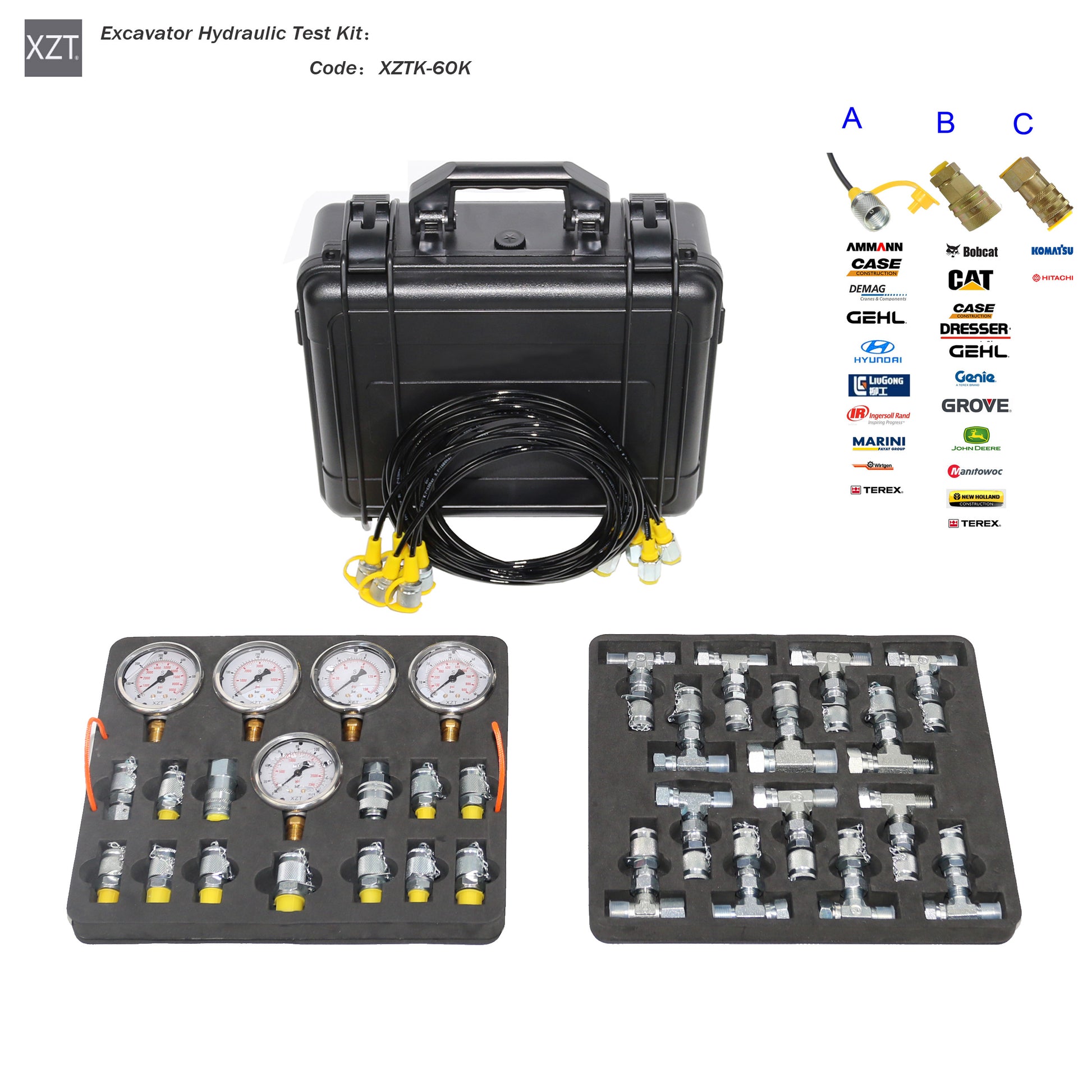 XZT 60K Digital Hydraulic Pressure Test Coupling Kit,Pressure