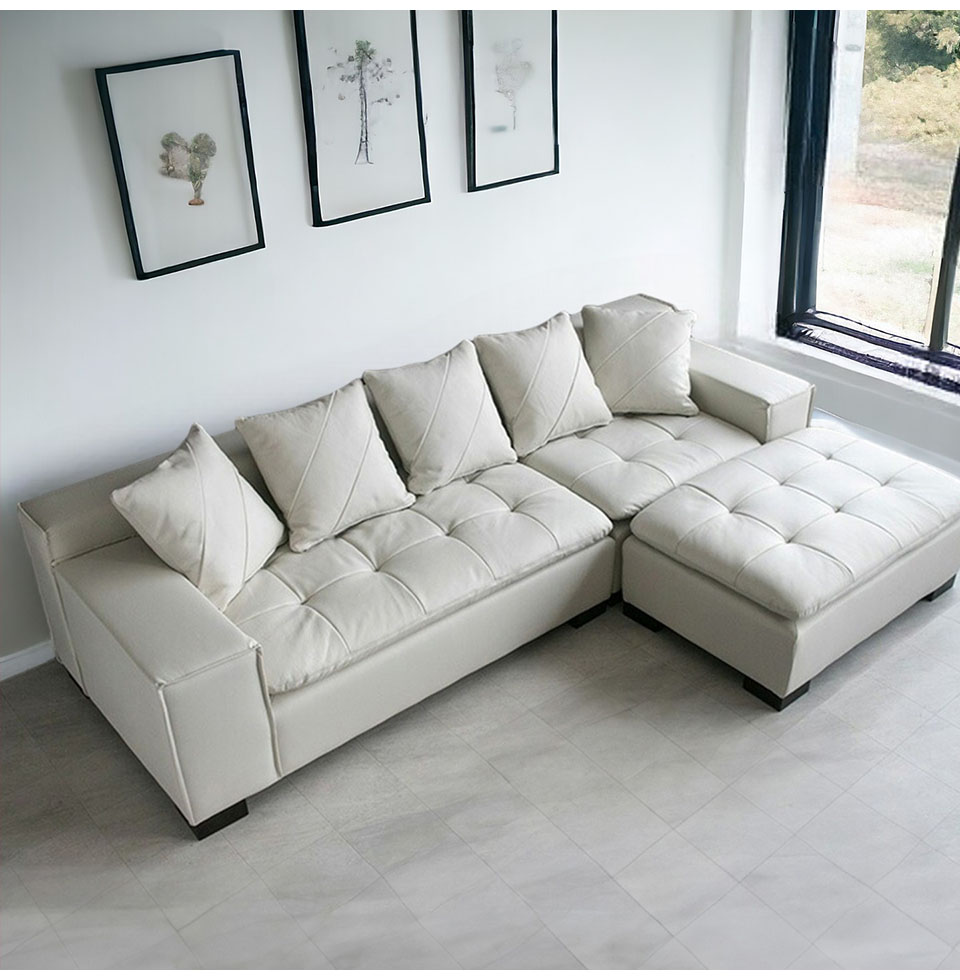 輸入家具 イタリアンレザー使用 カウチソファ アルフレッド ホワイト