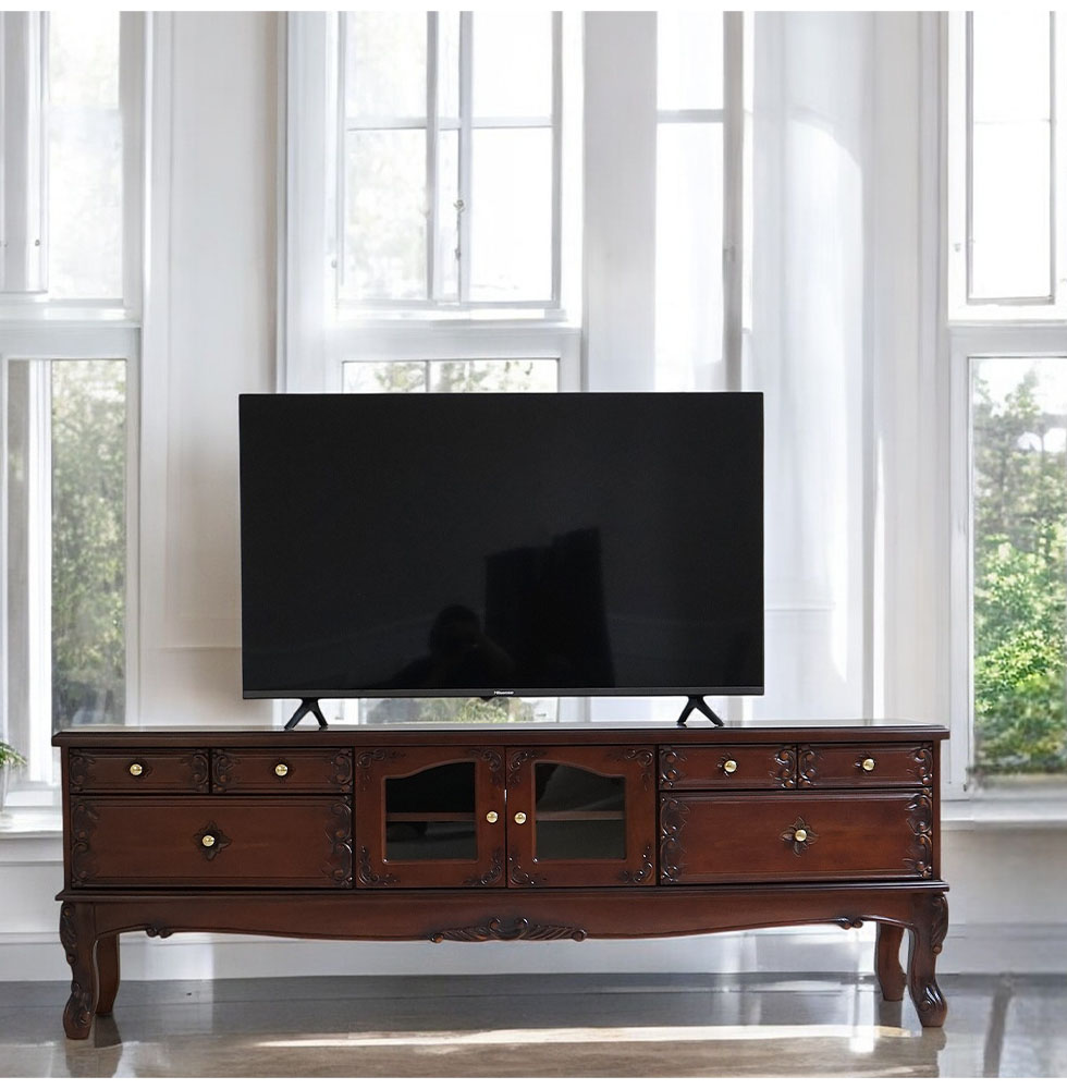 マホガニー材使用 パルマエミリア アンティークブラウン テレビボード