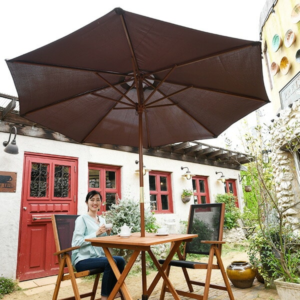 ガーデンパラソル 木製 直径270cm 全3色 NMP-27 山善 | 山善ビズコム