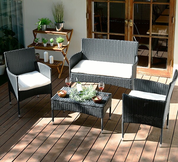 販売終了】ガーデン テーブル セット ラタン 4点 NCS-4(DBR) | 山善