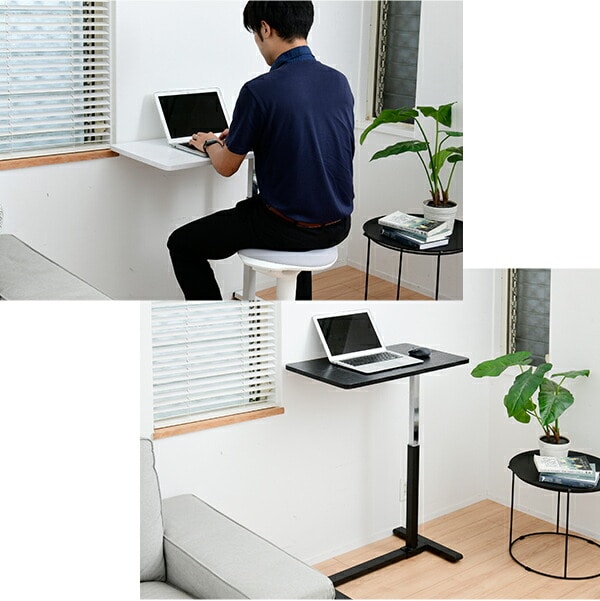 昇降テーブル キャスター付き 簡単スムーズ昇降 高さ60-95 幅70 奥行40