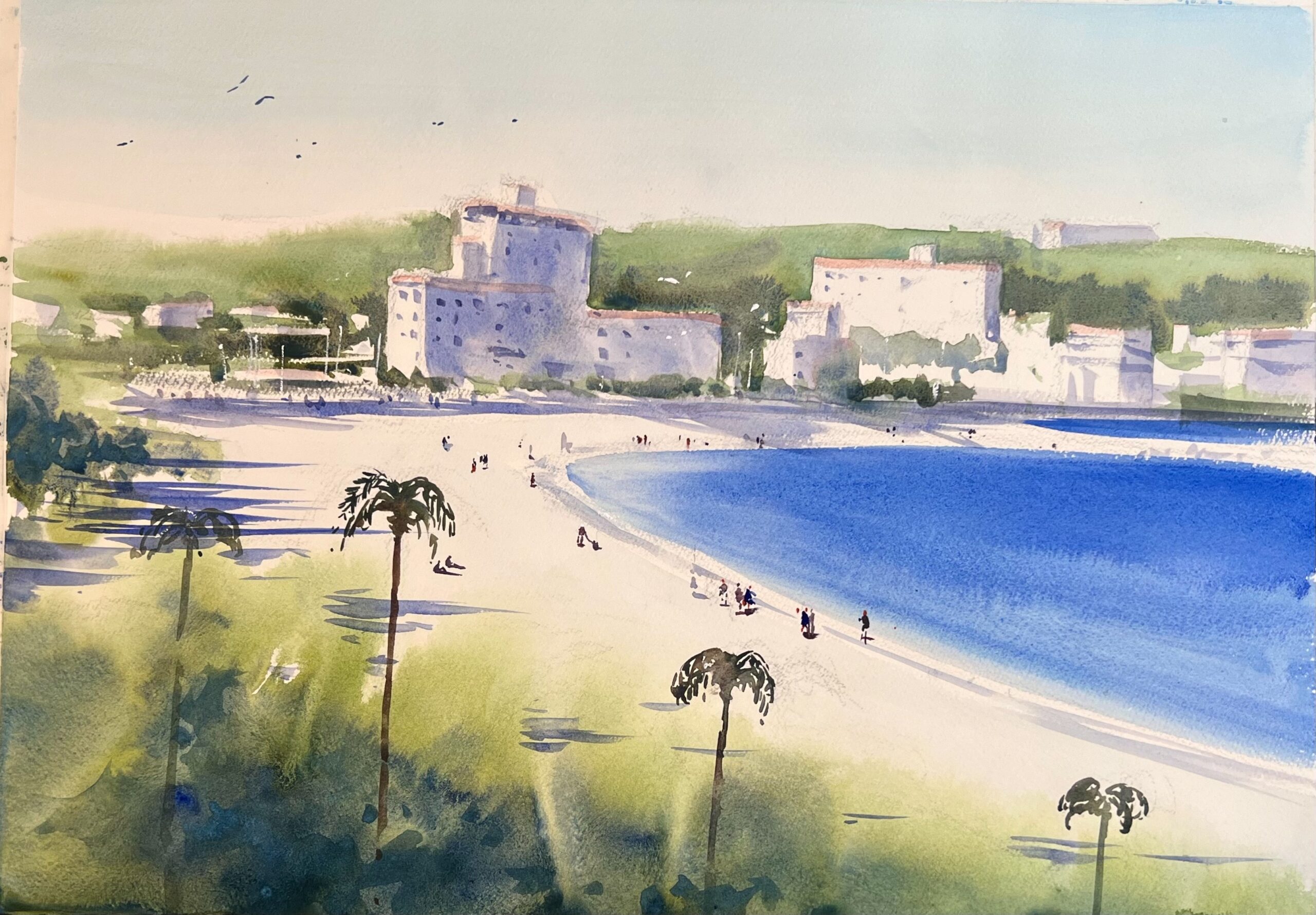 水彩画・海の見える風景の描き方④』初心者にも分かりやすく解説