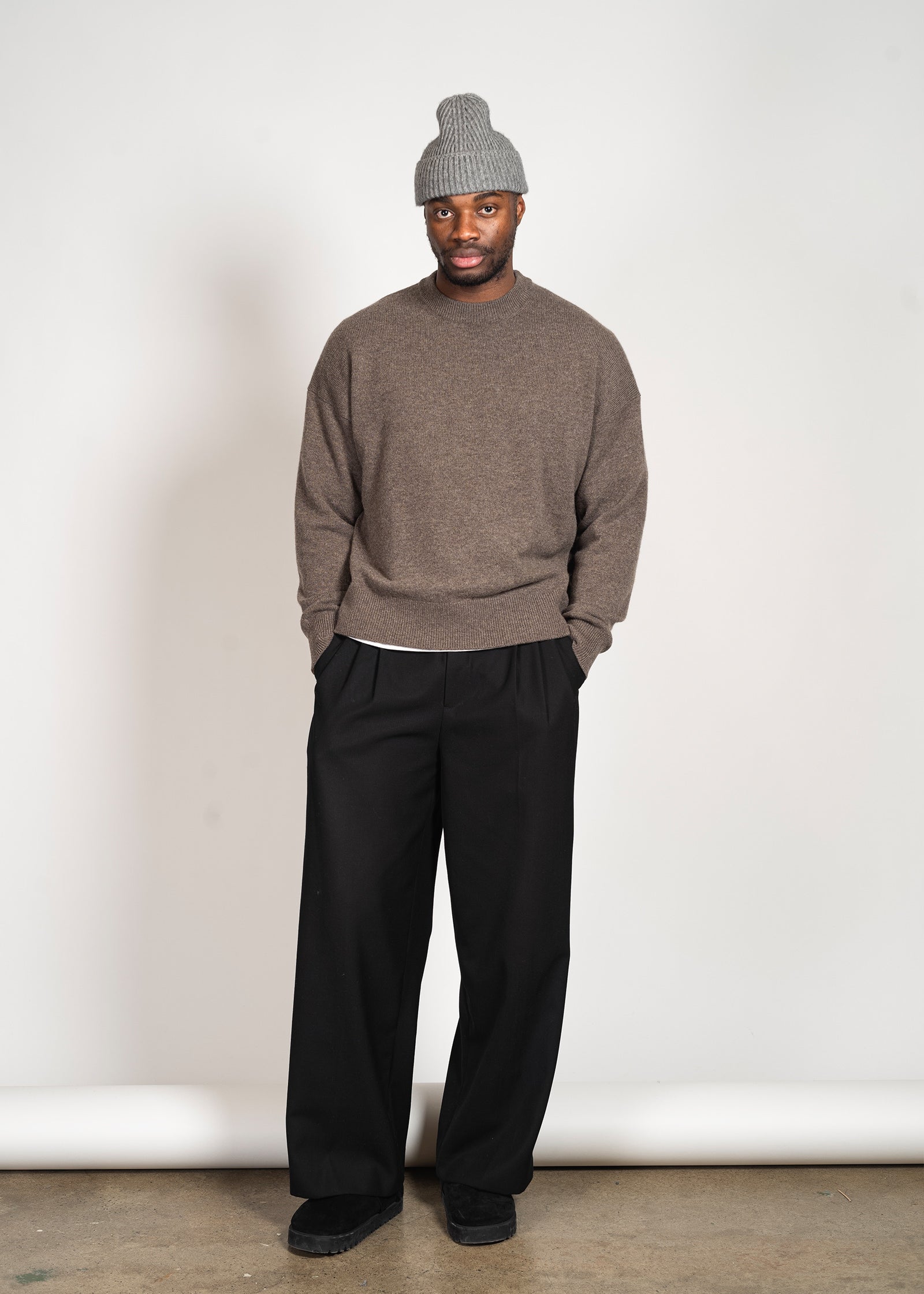 Cashmere Blend Oversized Sweater in Dark Brown – Yacaia Y-0008