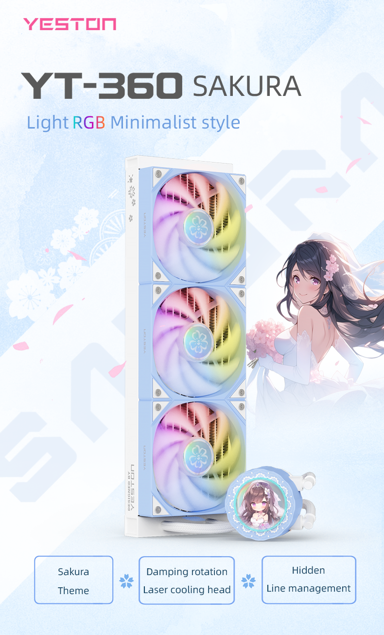 Yeston Sakura 360 Desktop Liquid CPU Cooler supports Intel / AMD