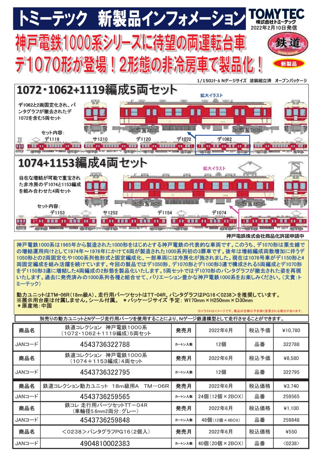 鉄コレ 神戸電鉄1000系（1072・1062＋1119編成）5両セット 322788