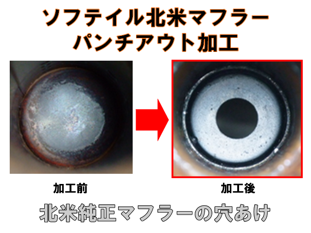 po-sofソフテイル北米マフラー パンチアウト加工 ハーレーカスタム