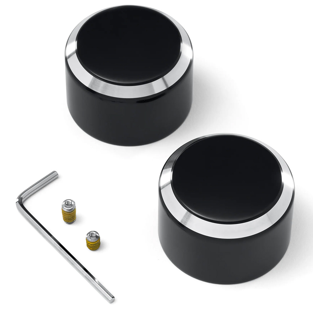 ハーレー純正□フロントアクスルナットカバー ブラックアノダイズ