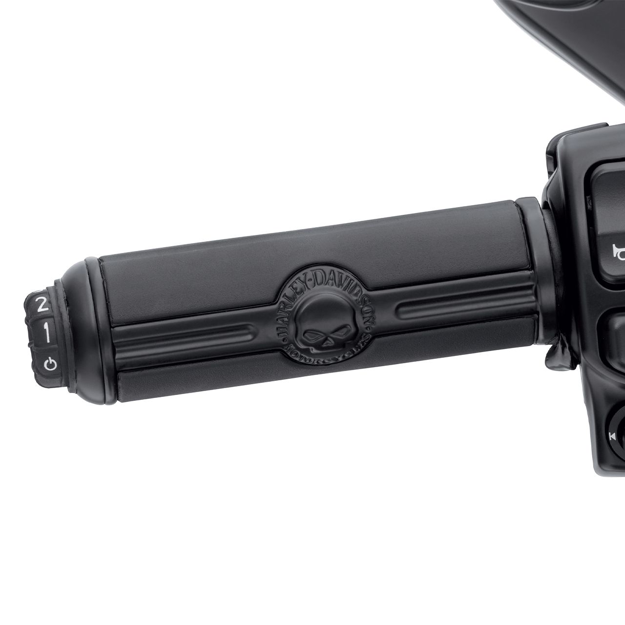 ハーレー純正□ヒーテッドグリップ・ウィリーG スカル ブラック 【16年