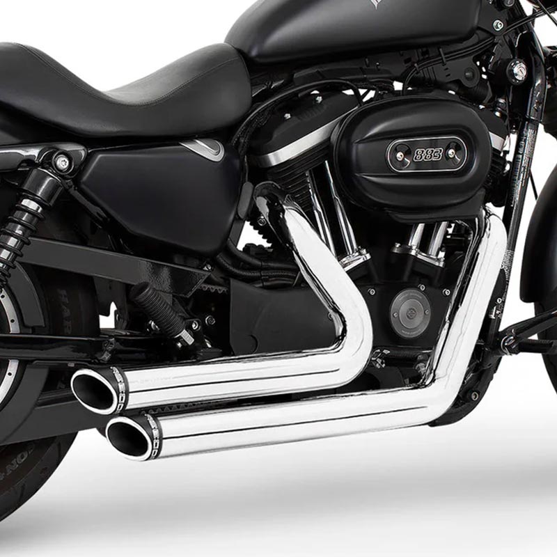 スタッガード 2in2 フルエキゾーストマフラー クローム/スラッシュ