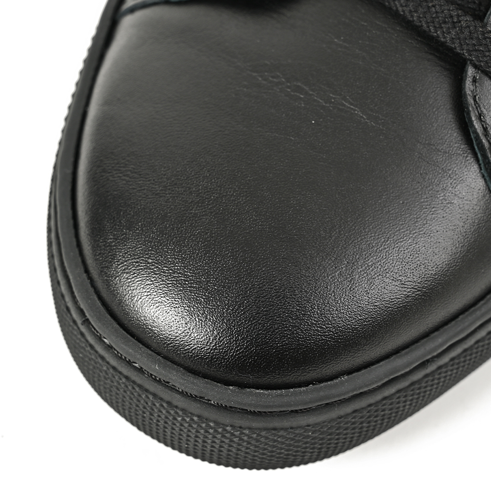 レザースニーカー レースアップ ALL BLK Traditional Standard