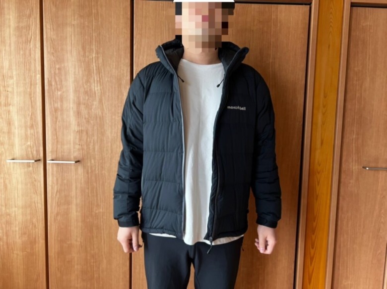 モンベル』パーマフロストライトダウンパーカのサイズ感、コーデを