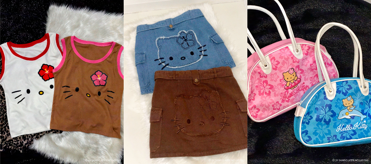 平成レトロな日焼け＆ビキニ姿のハローキティがスピンズとコラボ