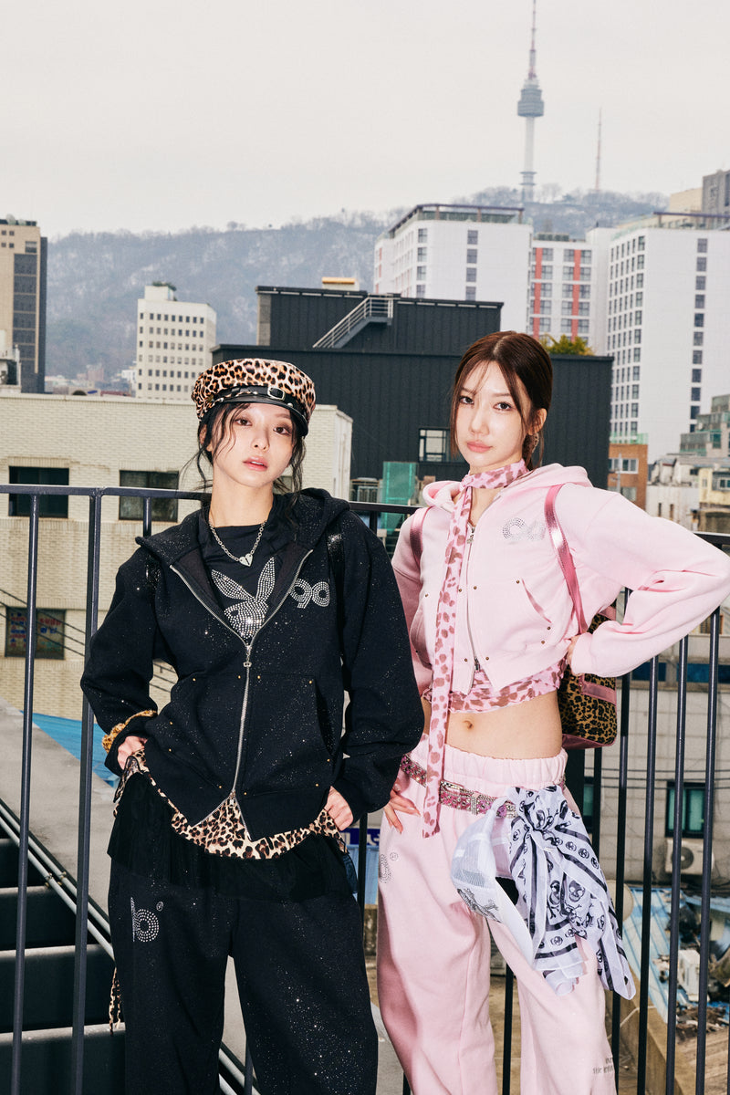 90 Logo Glitter Light Zip Hoodie【9090girl】 – YZ