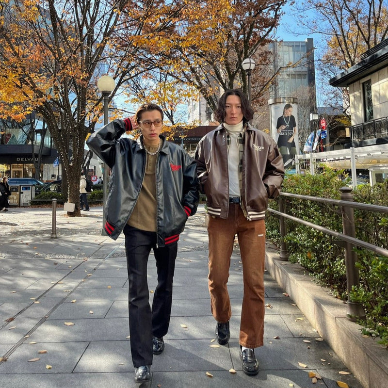 Synthetic Leather Stadium Jacket – YZ