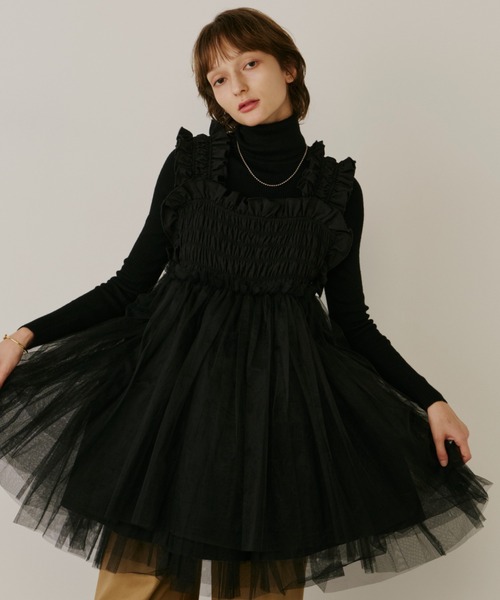 PERNA（ペルナ） ブラウス シャツ チュールギャザーキャミソール