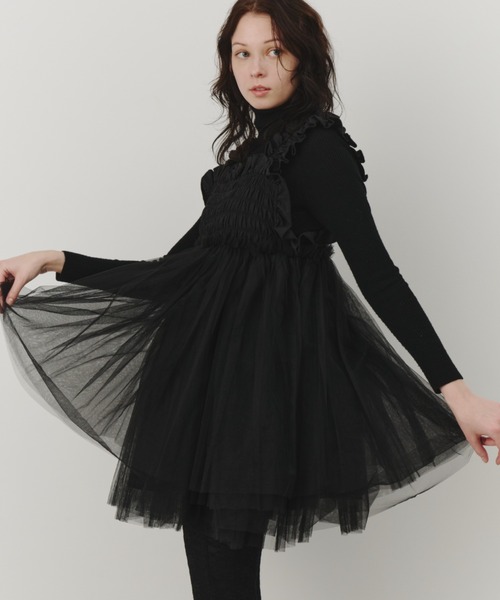 PERNA（ペルナ） ブラウス シャツ チュールギャザーキャミソール