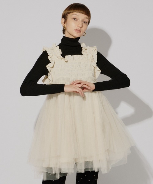 PERNA（ペルナ） ブラウス シャツ チュールギャザーキャミソール