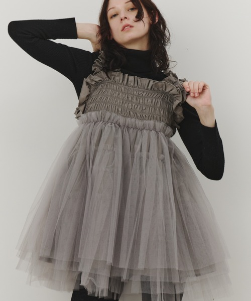 PERNA（ペルナ） ブラウス シャツ チュールギャザーキャミソール